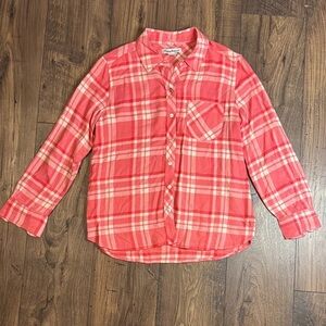Tommy Bahama Coral Plaid Long Sleeve Top